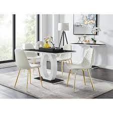 Essgruppe Samirah Mit 4 Stuhlen Metro Lane Farbe Stuhle Weiss Goldfarben Dining Table Black Grey Dining Tables Dining Table Gold