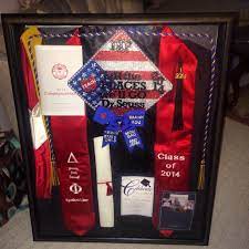 Graduation Memories Shadow Box Filled With Gown Sash Cords Cap And Other Memories Graduation Memories Shadow Box Graduation Graduation Cap And Gown