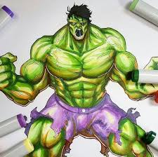 Hulk Drawing With Copic Markers Draw With Jazza Epic Art Comic Books Art