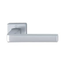 Hoppe Ensemble De 2 Poignees De Porte Dublin Sur Rosace Carre Coloris Alu Satine Fonction Bec De Cane