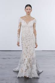 Long Sleeve V Neck Fit And Flare Lace Illusion Dennis Basso Style 14149n Sheath Wedding Dress Lace Fit And Flare Wedding Dress Wedding Dresses Lace