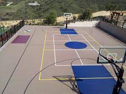 Nice Use Of Space Multi Game Court Featuring Full Size Basketball Court Volleyball Court With Removab Outdoor Basketball Court Tennis Court Basketball Court