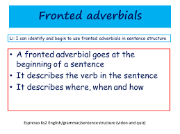 It is usually introduced by time adverbs. Fronted Adverbials Teaching Resources