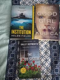 A great library collection just in time for the weekend. A mix of genres. I  think it's incredible that we get to use libraries. 📚 The Institution,  Helen Fields Psychological thriller set