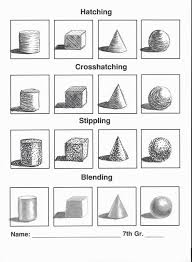 Hatching Crosshatching Stippling Blending Art Worksheets Art Handouts Colored Pencil Techniques