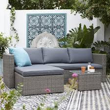Relax And Unwind On Our Alexandria Corner Sofa Which Comes Complete With Plump Cushions And A Glass Top Coffee Corner Sofa Garden Garden Sofa Set Garden Sofa