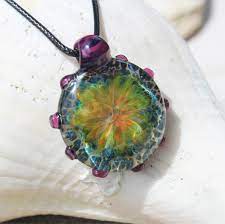 Gift For Her Heady Glass Pendant Necklace Trippy Glass Etsy Heady Glass Pendant Glass Pendant Jewelry Glass Pendants