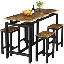 Bar tables are a modern and practical way to upgrade your dining area or create a breakfast nook. Buy Mieres Dining Table Set For 4 5pcs Kitchen Counter With Bar Stools Sturdy Metal Frame Home Pub Living Room Breakfast Nook Furniture 34 7h Vintage Brown Online In Uae B08ht1fd49