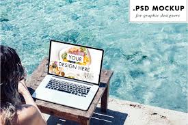 Sea View Computer Psd Mockup Mockup Psd Mockup Graphic Design Mockup