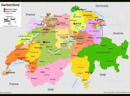 A Map Of Switzerland Divided In All The Different Cantons Map Of Switzerland Map Switzerland