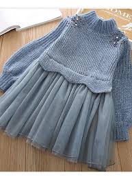 Kids Girls Basic Dusty Rose Solid Colored Long Sleeve Dress Blue 2020 Us 21 99 Dresses Kids Girl Little Girl Dresses Kids Dress