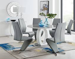 This table is most commonly used for seating for large events. Grey White Round Gloss Dining Table 4 Willow Chairs Furniturebox