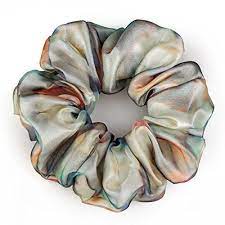 Blyyasgi Korean Style Double Printing Silk Yarn Head Flower Hair Rubber Band Hair Circle Ponytail Big Larger Size Fashion Hair Rubber Bands Elegant Hairstyles