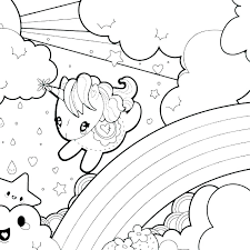 Printable baby unicorn rainbow coloring. Coloring Pages Unicorn With Rainbow Coloring And Drawing