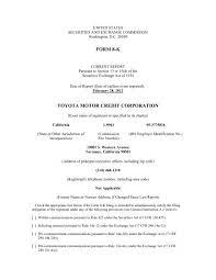 Registered in england with number 02299961. Form 8 K Toyota Motor Credit Corporation Toyota Financial Services