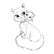 Coloring Page For Kids With Cute Mother Cat And Its Charming Kitten Stock Vector Illustration Of Coloringpage Colorful 168921086 Therefore it is let's now draw shark from slightly different angle, as if the shark would swim right above you in the sea. cute mother cat and its charming kitten