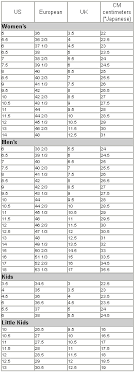 Foot Locker Shoes Size Chart