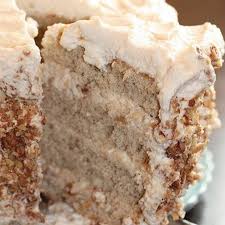 Banana Cake With Praline Filling White Chocolate Ganache Recipe Recipe Desserts White Chocolate Recipes Food