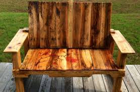 Finished Bench With Cherry Blossom Wood Burning Wood Outdoor Chairs Furniture