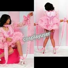A sissy is a biological male who craves a submissive, emasculated status as a sexual fetish. Baby Pink Organza Sissy Maid Satin Dress Lockable Uniform Tailor Made G3784 129 90 Picclick