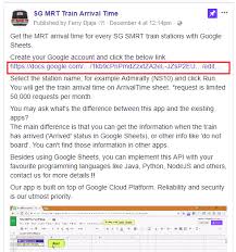 Google ads support for existing accounts. Get Singapore Mrt Train Arrival Time With Google Sheets By Ferry Djaja Medium