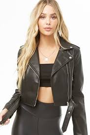 Cropped Faux Leather Moto Jacket Forever 21 Leather Jackets Women Faux Leather Moto Jacket Leather Jacket Girl