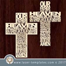 Download Laser Cut Word Cross Template Download Vector Pattern Design Our Father Cross Laser Ready Templates