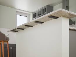 For a countertop overhang spanning 84 wide with 2 corbels set in 4 from either side, and a 36 inch span between corbels, you would order 4 brackets total. Hidden Support Bracket Knee Wall Countertops