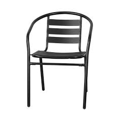 Black Aluminum Slat Chair Tlh 017c Bk Gg Metal Patio Chairs Metal Restaurant Chair