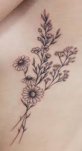 Daisy For My Dad Alternate April Birth Flower Rib Tattoo Tattoos Fine Line Tattoos