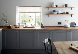 A Dark Grey Shaker Style Kitchen Cabinet Door With A Wood Grained Detail Complimented Shaker Style Kitchen Cabinets Grey Kitchen Designs Shaker Style Kitchens