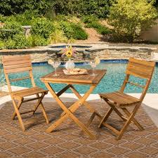Delgado 7 piece outdoor dining set with wood table and wicker chairs. Positano 3pc Acacia Wood Foldable Bistro Set Natural Christopher Knight Home Target