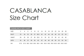 Casablanca Size Chart Masako Formals Hawaii