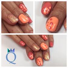shortnails gelnails nails coral neonsalmon akyado salmon glitter nailcode dots kurzenagel gelnagel nagel koralle neonlac kurze nagel nails nagel