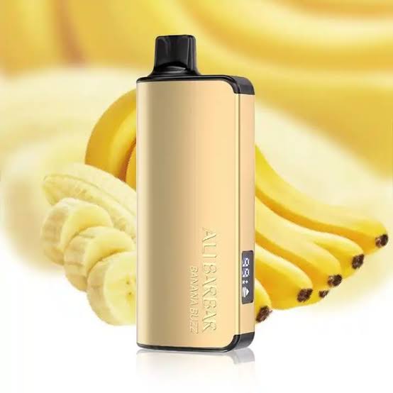 ALIBARBAR INGOT 9000 PUFF – BANANA BUZZ metallic gold casing front view