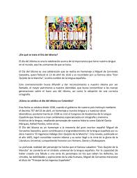 El 23 de abril las naciones unidas celebran el día del idioma español (o también día de la lengua española en las naciones unidas), según aprobó el departamento de información pública de las naciones unidas, para apoyar a los programas y el desarrollo del multilingüismo y el multiculturalismo. Sena Hoy Es El Dia Del Idioma Page 1 Created With Publitas Com
