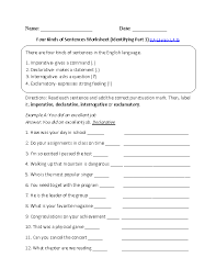 4th Grade Common Core Language Worksheets Complex Sentences Worksheets Types Of Sentences Types Of Sentences Worksheet