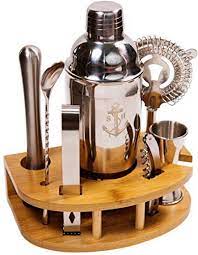 Toolsset Stock Harbor 8 Piece Stainless Steel Bartender Set With Curved Bamboo Base Kitchen Accessories Cocktail Bar T Bartender Set Cocktail Set Bar Tool Set