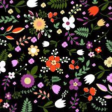 Seamless pattern with purple flower watercolor. Hand Draw Seamless Floral Pattern On Black Bgackground Photoshop Vectors Brushlovers Com