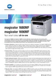 Konica minolta magicolor 1690mf printer/scanner driver and software download for microsoft windows and macintosh. Datasheet Magicolor 1680mf 1690mf 4 By Konica Minolta Business Solutions Europe Gmbh Issuu