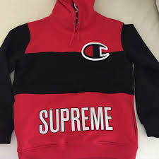 Black And Red Champion Hoodie Supreme Champion Colorblock Hoodie Sz Medium Ss14 Black Red Fashion Clothing Shoes Accessories Mensclothing Activ Black And Red Hoodies Athletic Jacket