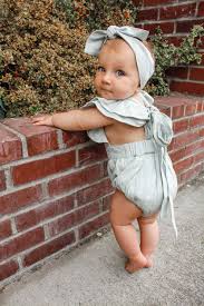 Baby Girls Bonnie Light Sage Linen Ruffle Romper In 2020 Hipster Baby Clothes Stylish Baby Clothes Ginger Babies