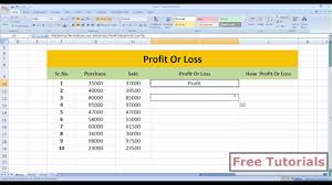 How Calculate Profit And Loss In Ms Excel By Free Tutorials