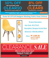 Restaurant Furniture Sale Lazada S Clearance Promo Save 8 Up To 10 Off Discount On Sumo Sc 27ylw Stacking Chair Mobile App Furniture Promo Furniture Sale