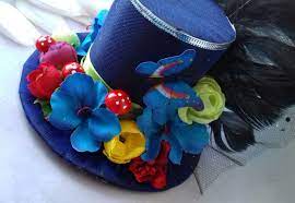 Dark Blue Mini Top Hat Headband Alice In Wonderland Mad Etsy Tea Party Hats Mad Hatter Costume Kids Mini Top Hat
