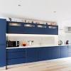I love the contrast of the blue and white cabinets with the gold hardware. 1