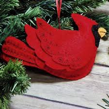 Bird Christmas Tree Ornaments Cardinal Christmas Ornament Felt Cardinal Christmas Ornament Red Felt Bird Ornament Cardinal Bird Ornament With Embroidered Wings Felt Birds Ornaments Felt Christmas Tree Pattern Felt Christmas Ornaments