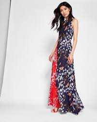 Kyoto Gardens Maxi Dress Navy Dresses Ted Baker Uk High Fashion Street Style Designer Outfits Woman Maxi Dress