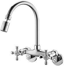 Most of these faucets will have swivel ability or made just to provide. Wall Mount Kitchen Sink Faucet 6 Inch Center Sink Faucet In Wall Faucet Kitchen Sink Kitchen Wall Faucets Wall Faucet Sink Two Cross Handles Kitchen Faucet Chrome Rulia Rb1026 Amazon Com