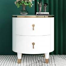 Which products in white nightstands are exclusive to the home depot? Modern Round Nightstand White Nightstand In Gold Finish 2 Drawers Nightstand